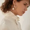 韓国のファッション模倣真珠ステンレス鋼C字型フープイヤリング女性2021ステートメント女性ジュエリーギフトハギー