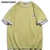 Hip Hop Solid Color T-Shirt Men Ragged Ripped Tshirt Harajuku Cotton Summer Short Sleeve T Shirt Loose Casual Shirt Tops 210601