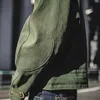 Maden Army Green Retro Jacket isplaced ukośna klamra szwedzki motocykl męska amekaji bawełniana umyta woda mężczyzn 210811