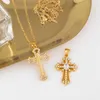 Collares pendientes Micro pavé Cruz collar para mujer chapado en oro Rhinestone CZ Zirconia cristal joyería religiosa regalo Nket87