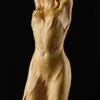 23cm Nouveau bois Chinois Style HD Beauté Female Statue Sculpture Art Handmade Boxwood Décoration de la fée Miniature Décoration Artisanat 210318