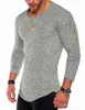 Casual Men's O-Neck Slim Fit Bodybuilding Men T-tröja Mode Knittwear Pullover Långärmad Man Tshirts Dropshipping Y0323