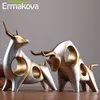 ERMAKOVA Cattle Statue Ox Home Decor Living Room Bull Sculpture Wine TV Cabinet Ornament Crafts Abstract Animal Figurine 210804