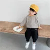 Winter Girls Fashion Cartoon Rabbit Striped Plush Sweater Korean Style Thicken Loose Warm Hoodies Toddler Kids 210615