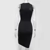 Colysmo Dantelli Yaz Elbise Kadın Kolsuz Bodycon Min Ayarlanabilir Uzunluk Ofis Bayanlar Temel Sıkı ES Siyah Sarı 210527