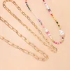 Bohemian Clay Beads Imitation Pearl Necklaces For Women Sweet Girls Choker Necklace Multi Layered Chains Necklace Jewelry