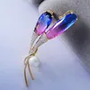 Pins, Brooches Zlxgirl Perfect Cubic Zircon Women's Copper Clothing Scarf Pins Jewelry Nice Real Crystal Flower Pin Brooch Free Velvet B