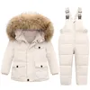 -30 Degree Winter Children's Down Set Warm Baby Girl Snowsuit Ski Suit Thick Coat For Boy Fur Collar Parkas Infant Clothing 1-5Y H0909