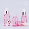 5-100m Rosa glasflaskor E Liquid ejuice Tom droppflaska med rosa guldkepsar för eterisk olja