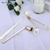 3pcs/set Candle Snuffer Trimmer Hook Stainless Steel Luxury candle scissors Wicks Holder Dipper Home Deco Rose Gold Silver Black 211222