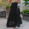 女性のためのボールガウンブラックスカートハイウエストラインパッチワークメッシュスカート女性ファッション服スタイリッシュ210521