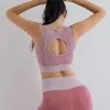Leggings femmes à manches longues Sport soutiens-gorge collants Yoga haut pour ensemble 2 pièces FitnClothing femmes Cardigan entraînement survêtement 2021 X0629