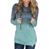 여성 Hoody Sweatshirts 캐주얼 후드 그라데이션 인쇄 Drawstring 풀오버 버튼 포켓 긴 소매 느슨한 후드 Femme 5colors 210507