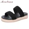 Chaussures d'été femmes pantoufles espadrille plate-forme plate concepteur bout ouvert diapositives femme sandales noir taille 35-40 210517