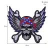 Borduurwerk Cartoon Cool Harley Skull Hoofd Patch Stof Custom Naai op Locomotive Motorfiets Letters Sticker Big Size Patchwork Applicaties voor Kleding Bag Rugzak