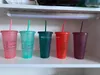 Starbucks 24oz/710ml Plastic Mugs Tumbler Reusable Clear Drinking Flat Bottom Pillar Shape Lid Straw Cups mug The new hot product for factory direct sale ABBK