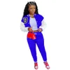 Mulheres Tracksuits Uniforme de Beisebol 2 Peça Set Outfits Manga Longa Sportswear jogging Sportsuit Moda carta de impressão Cardigan K7940