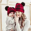 Kapelusze zimowe dla rodzic-dziecko Boże Narodzenie dzianiny Beanie czapki Dziewczyny Chłopcy Plaid Drukuj Moda Ciepła maska ​​Cute Kids Cap Outdoor Hat