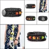 Braccialetti con ciondoli Gioielli Polsino Onice Lava Stone 7 Chakra Leather Wrap Handmade Bohemia Bracciale Drop C19041601 Drop Delivery 2021 1Dufz