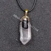 Pendentif en cristal de quartz clair naturel avec améthyste brute brute Collier en pierre de tourmaline noire Plaqué or Colliers de guérison en pierres précieuses de roche blanche irrégulières