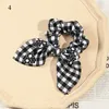 Retro elegante Cabelo xadrez preto Scrunchies Estilo Coreano Arcos de Cabelo Knotted All Correspondência Titular De Cabelo Acessórios De Cabelo