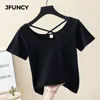 JFUNCY Fashion Womens 95% Cotton Tank Pure Color Tees Women Short Sleeve T-shirt Summer Female Slim Tops Casual Shirts X0507