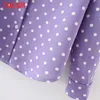 Tangada Women Retro Purple Dots Print Chiffon Shirt Blouse Puff Long Sleeve Chic Female Tops DA123 210609