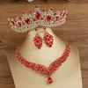 KMVEXO Gorgeous Crystal AB Bridal s Fashion Tiaras Earrings Necklaces for Women Wedding Dress Crown Jewelry Set