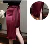 Mode coréenne jupes taille haute longue femme été solide genou longueur Sexy femmes vêtements noir pour femme 210427