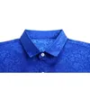 Camisas de vestir de satén de seda brillante para hombre, Camisa Jacquard Floral a la moda para hombre, Camisa ajustada informal de manga corta con botones, Camisa 210522