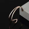 Stainless Steel Lovers Bracelets Silver Rose Gold Bangles Women Men Good Quality Letter Titanium Bangle Charming Simple And Fashion Charm Bracelet Couple Jewelry