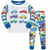 Ankomstutrymme Rocket Print Sleepwear för höst Vinter Baby Pyjamas 3-8T Barn Mode Hem Kläder Ställ 2 st Passar 210914