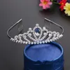 Gemme rosa Strass Tiara Corona di cristallo blu Lega Argento Fascia per bambini Ragazza Prom Compleanno Principessa Costume Festa Accessori 1860 Y2