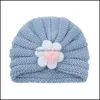 Outra moda AESSORIAS DIVERNO Autumn Baby Girls Color Solid Knit Flower Hats Kids Kidswear Caps CARE CARE CAREIRA GWE11481 DROP DEL