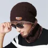 Winter Beanie Scarf 2 in 1 set Parent-child family warm fleece Soft Skull Cap Mask earflaps Hats Unisex Knitted outdoor Hat RRB11043