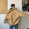 Koreli Kış Sıcak Büyük Boyutlu Erkek Ceketler Katlar Harajuku Kuzu Yün Adam Günlük fermuar ceket üstleri erkek
