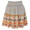 Estilo de verão Casual Mulheres Beach Boho Mini Saia S Floral Impresso Bohemian Moda Flor Print Skirt Saia 210619