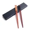 Chopsticks 2 pares caixa presente natural antiderrapante estilo chinês eco amigável reutilizável com titular de fio de madeira