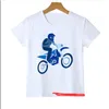 T-shirt For Boys Cool Motorcycle Cartoon Print Boy Clothes Casual Kids Tshirt Summer Hiphop Teen T Shirt White Tops