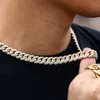 10mm largura metal cobre gelado fora bling charme miami cubano link cadeia colar para mulheres cadeias de mulheres hip hop jóias rapper x0509