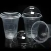 PC's 400 ml 6G Disposable Clear Cups met een gat dome-deksels voor theefruit (zoals afgebeeld) schotels