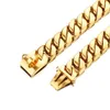 Стильная цепочка для собак ошейники золотой титановый стальной воротник большие собаки 32 мм из нержавеющей бульдога Поморский пудель щенок куба ожерелье
