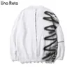 Una Reta Graffiti Sweater Men Autumn Streetwear 's Clothes Hip Hop Pullover Hole Oversize Couple 210909