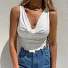 Kryptographische Sommer Rüschen Ruhny Sexy Tank Tops für Frauen Sleeveless White Plunge Top Croppte Club Party Mode Outfits Y0622