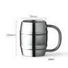 Metal Beer Mug 300ml، 430 ملليلتر طبقة مزدوجة الفولاذ المقاوم للصدأ كوب الشرب مع مقبض للببر شاي مياه حليب القهوة