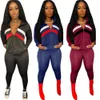 Moda Classic 2 Parte Outfits Mulheres Conjunto Zipper Manga Longa Jaqueta Top Jogger Legging Calças De Trilha Atacado Est 210525