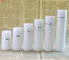 Bouteille sans air en plastique de 30 ml 50 ml 80 ml 100 ml avec la ligne argentée contenants cosmétiques vides emballage de bouchon blanc 10 pcs / lothigh qty