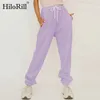 Katı Rahat Pamuk Sweatpants Kadınlar Yüksek Bel İpli Uzun Spor Pantolon Kadın Jogger Pantolon Pantalones 210508