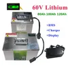 GTK 60V 80AH / 100AH ​​/ 12AH Power Lit LI Ion Battery Pack z BMS do samochodów zwiedzających / Motocykl elektryczny + 67.2V 10A Ładowarka