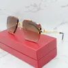 Diamond Cut Solglasögon Män överdimensionerade fyrkantiga designer Rimless Sun Glasses Fashion Vintage Shades Eyewear For Women Gafas de Sol182i